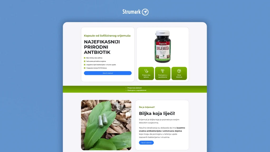 Lending stranica za Srijemus u kapsulama