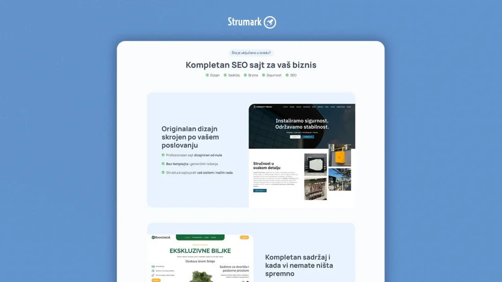 Primer lending stranice za izradu sajtova