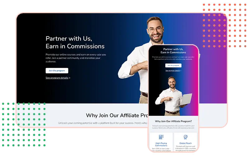 Snimak ekrana landing stranica za kurseve Strumark izrada landing stranica