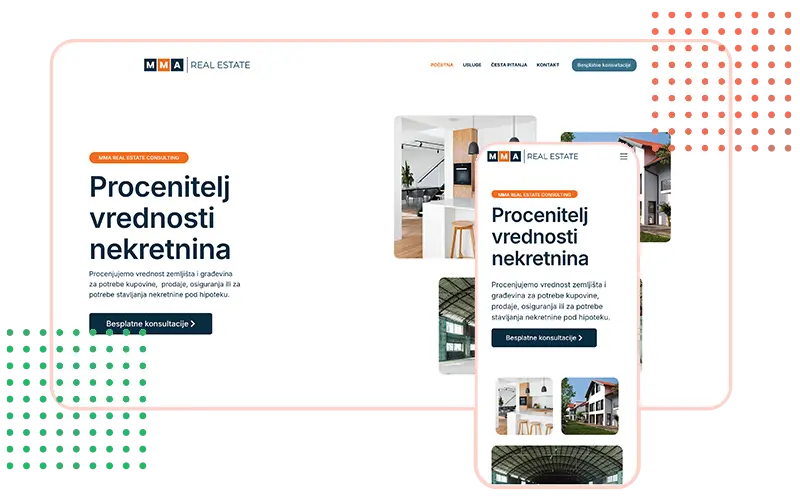 Snimak ekrana sajt za Procenitelja Nekretnina - Strumark izrada sajtova