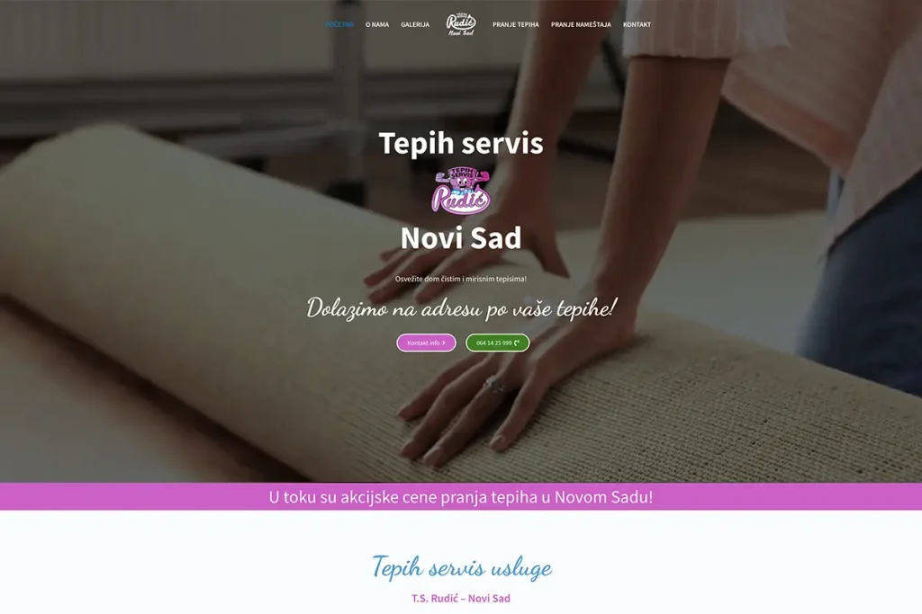 Primer marketing sajta za pranje tepiha