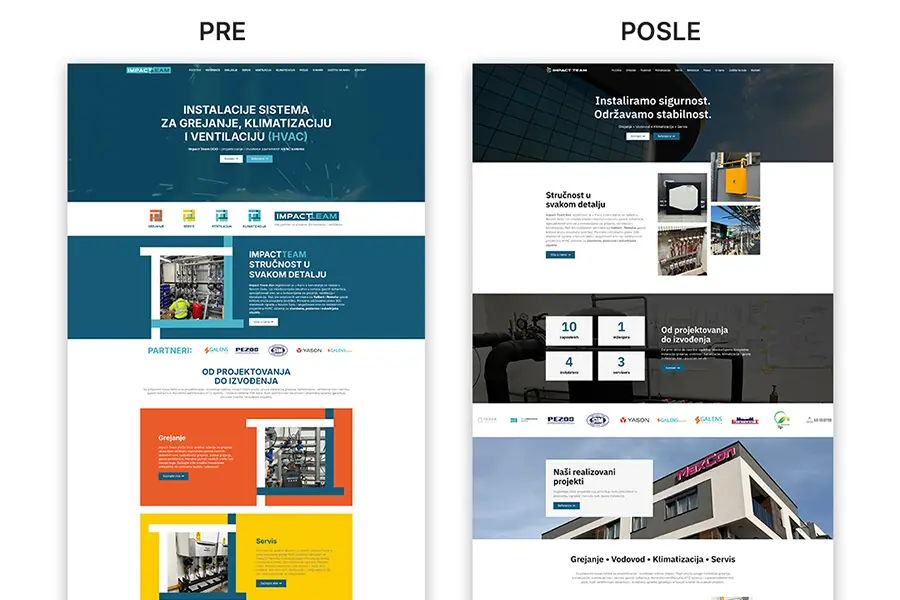 Sajt Impact Team pre i posle