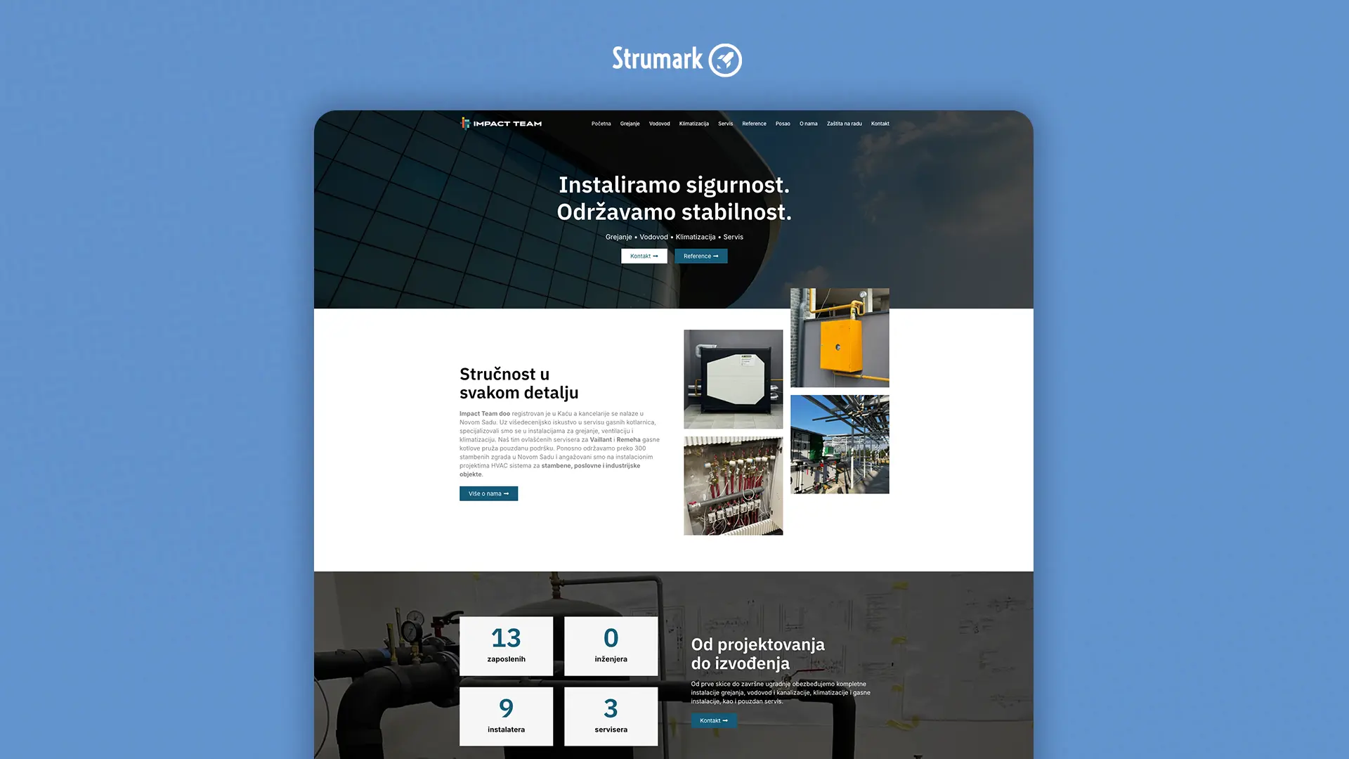 Sajt ImpactTeam snimak ekrana izrada Strumark