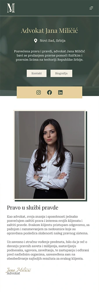 Sajt-advokata-Jana-Milicic-snimak-mobilnog-ekrana