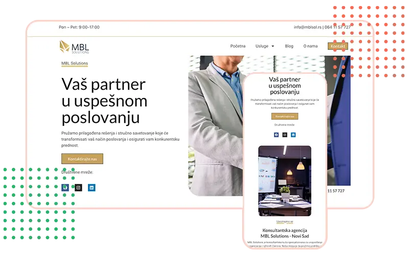 Snikam ekrana sajta iz Strumark portfolija MBL Solutions konsulting agencija