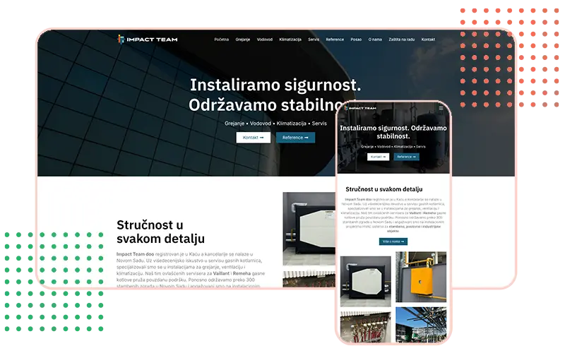 Snimak ekrana Sajt za Impact Team Izrada Strumark