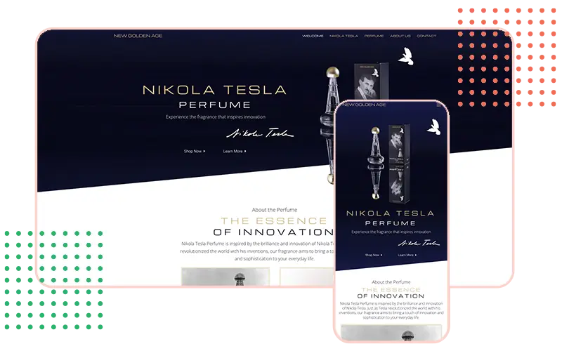 Snimak ekrana sajta Nikola Tesla Perfume izrada Strumark