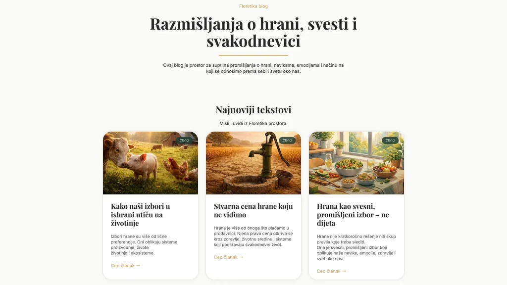Detalj sa sajta Floretika - Blog stranica