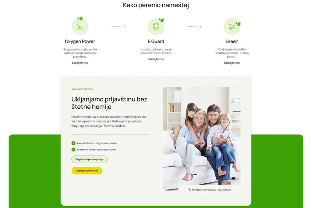 Primer Strumark sajta za agenciju za čišćenje