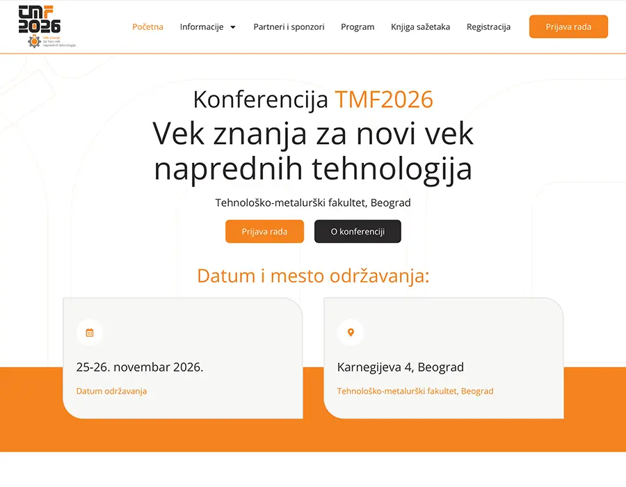 Sajt za konferenciju TMF2026